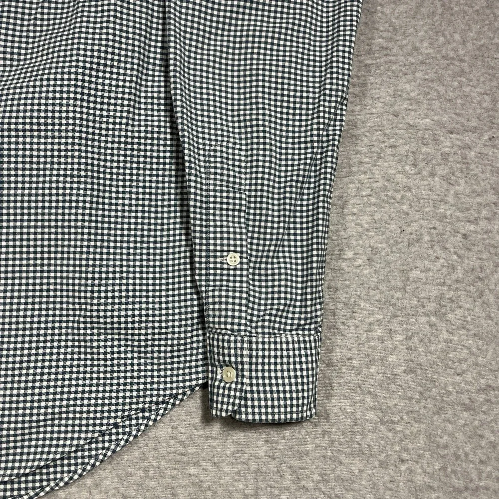 Polo Ralph Lauren Shirt Mens Medium Green Gingham Plaid Slim Fit Stretch Oxford